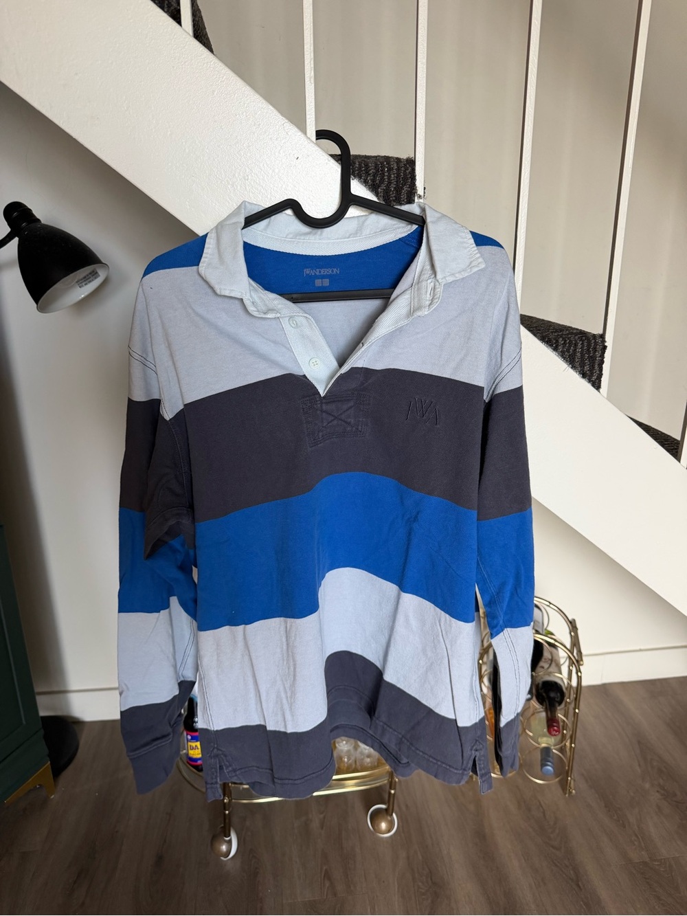 JW Anderson x Uniqlo Striped Rugby Shirt Blue Gray Size L